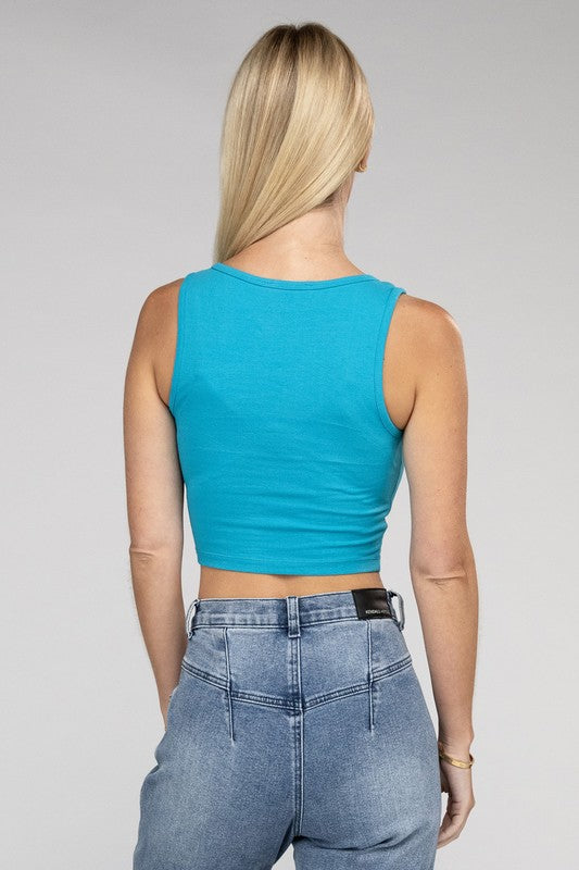 All In Cotton Square Neck Cropped Cami Tank Top