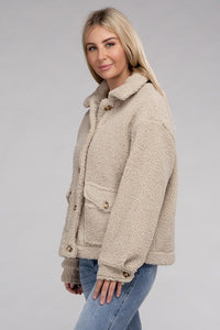 Every Bit of Cozy Sherpa Button-Front Jacket