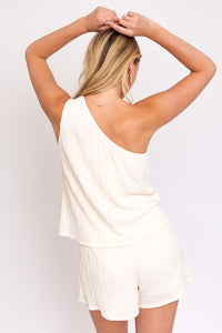Dating Casually Sleeveless One Shoulder Layered Romper