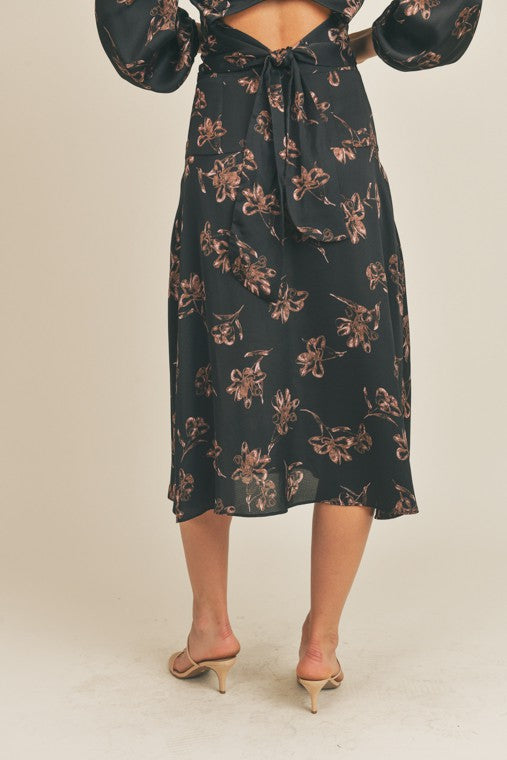 Floral Days Side Slit Floral Print Skirt