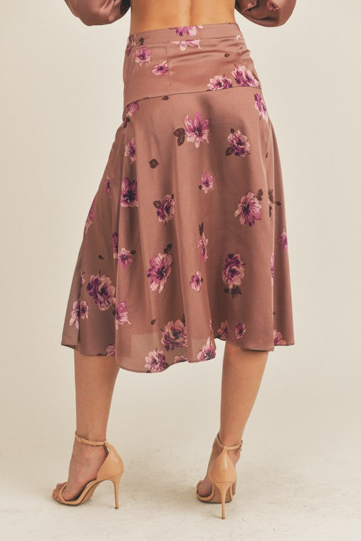 Floral Days Side Slit Floral Print Skirt