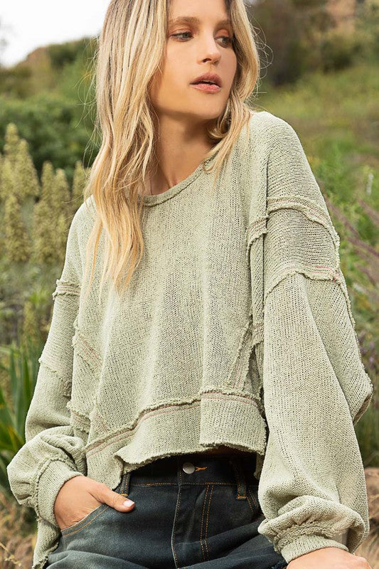 Rough Around the Edges Long Sleeve Sweater Top