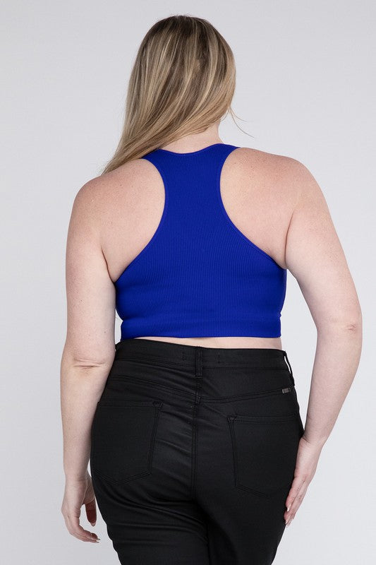 Minding Your Own Plus Ribbed Cropped Racerback Tank Top