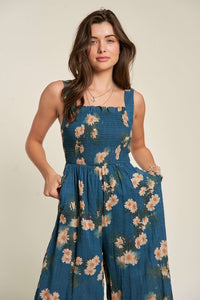 Free Soul Floral Printed Ruffle Jumpsuit