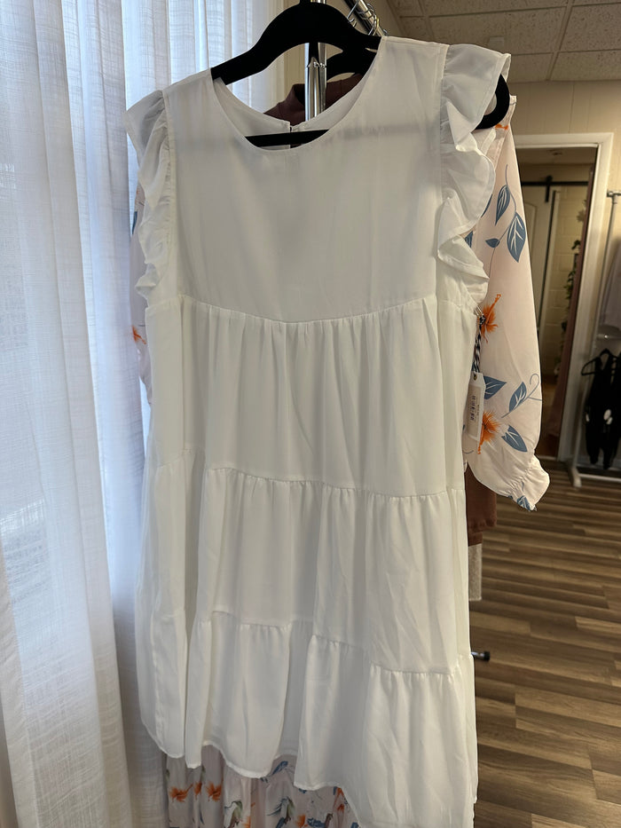 White Ruffled Babydoll Dress