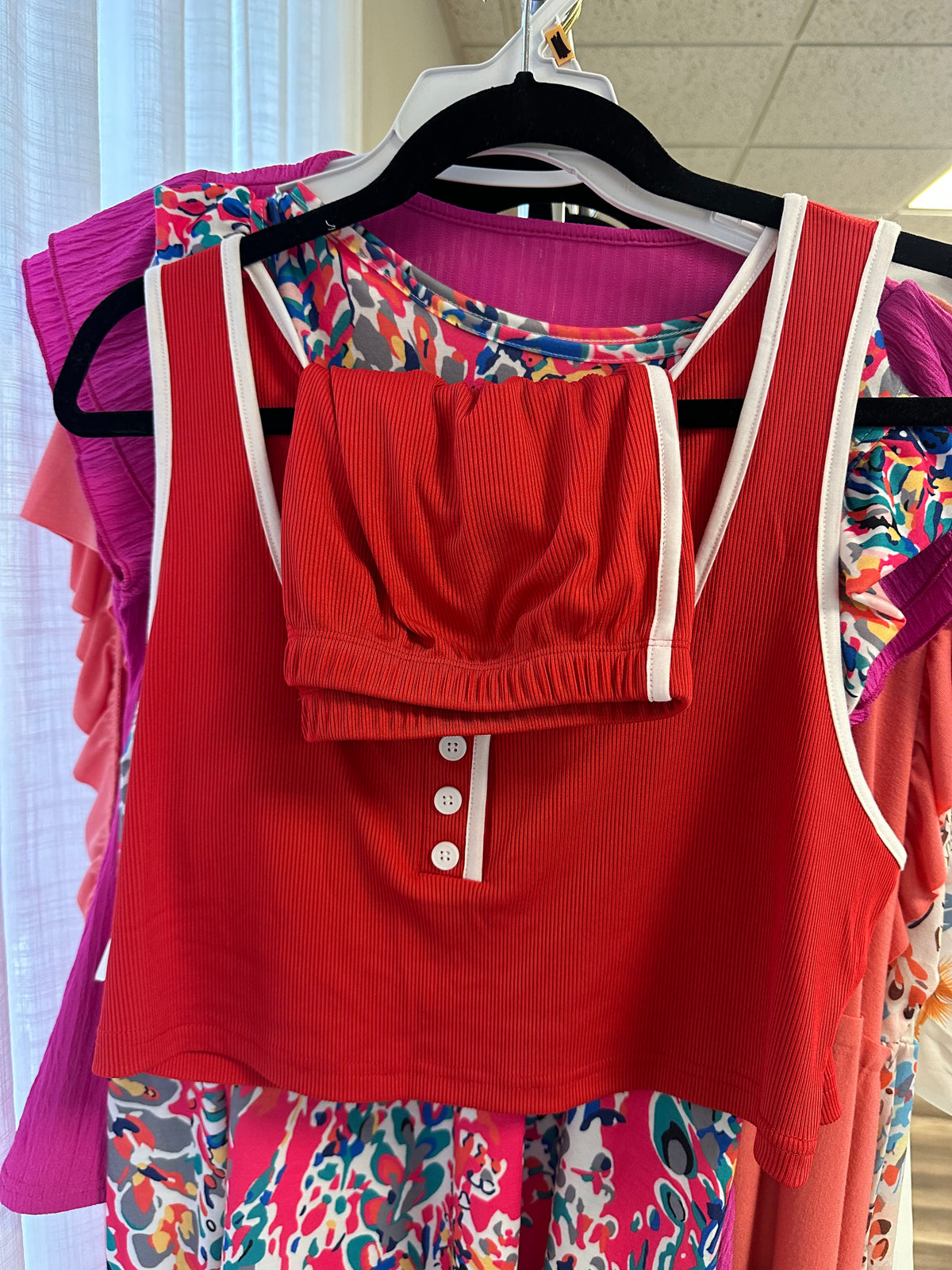 Red Crop Top and Lounge Shorts Set