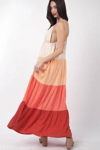 Bailey Color Block Tiered Maxi Cami Dress
