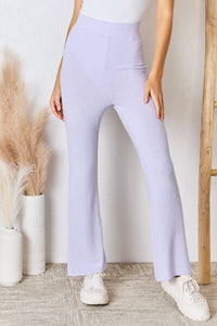 Oh So Soft High Waist Ultra Soft Knit Flare Pants in Lavender