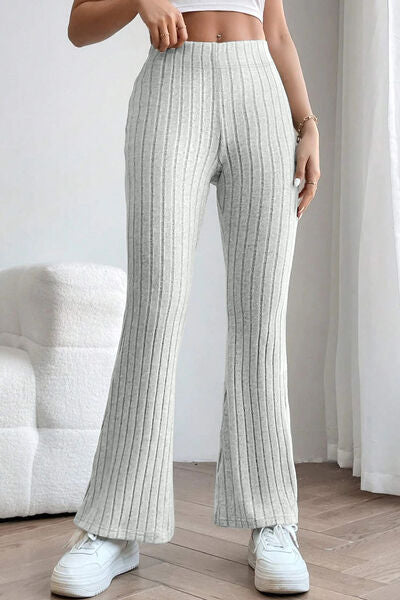 Prim and Comfy Ribbed High Waist Flare Pants