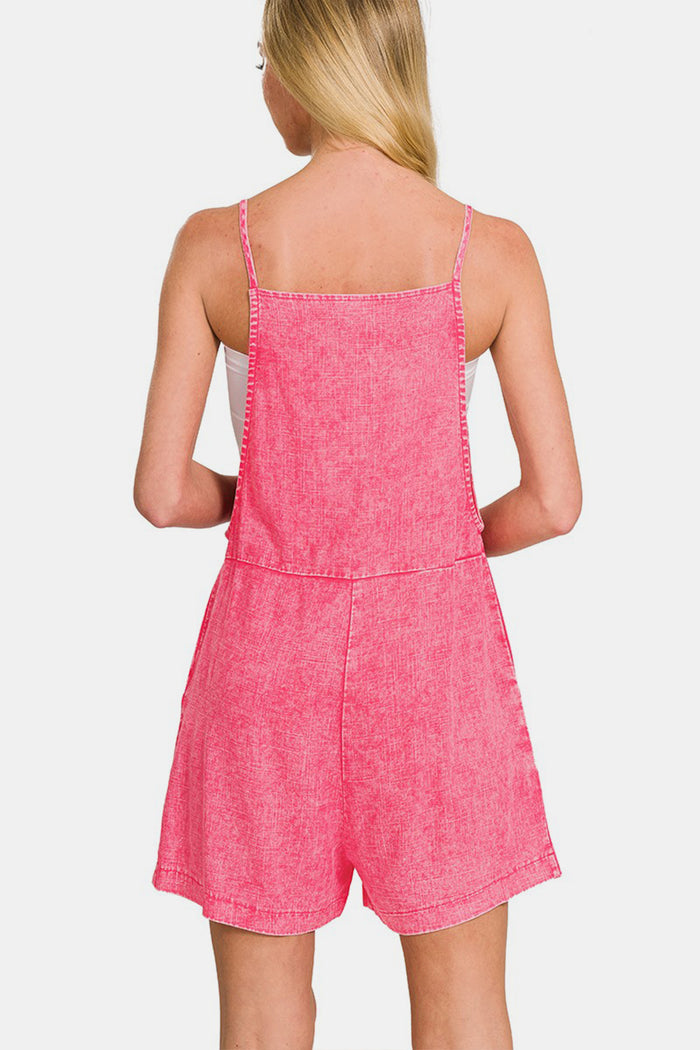 Alice Linen Knot Strap Rompers