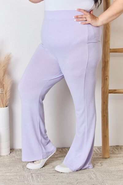 Oh So Soft High Waist Ultra Soft Knit Flare Pants in Lavender