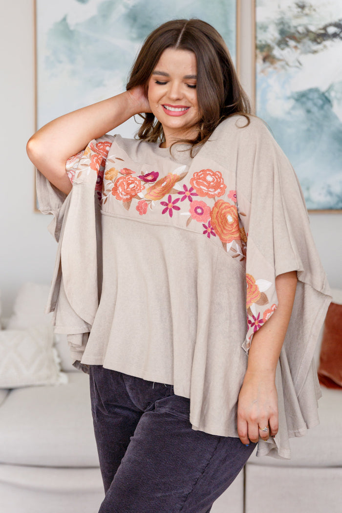 Isabel Embroidered Tunic Top in Mocha