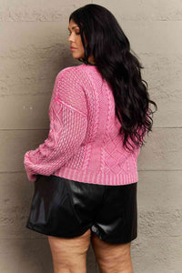 Focus Cable Knit Cardigan in Fuchsia
