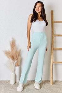Oh So Soft High Waist Ultra Soft Knit Flare Pants in Mint