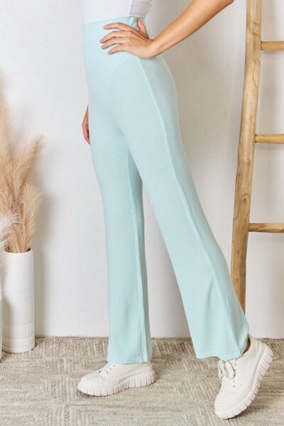 Oh So Soft High Waist Ultra Soft Knit Flare Pants in Mint